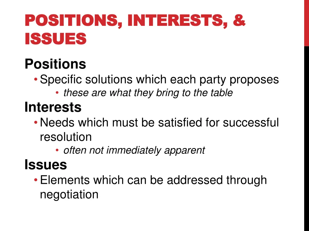 positions interests positions interests issues
