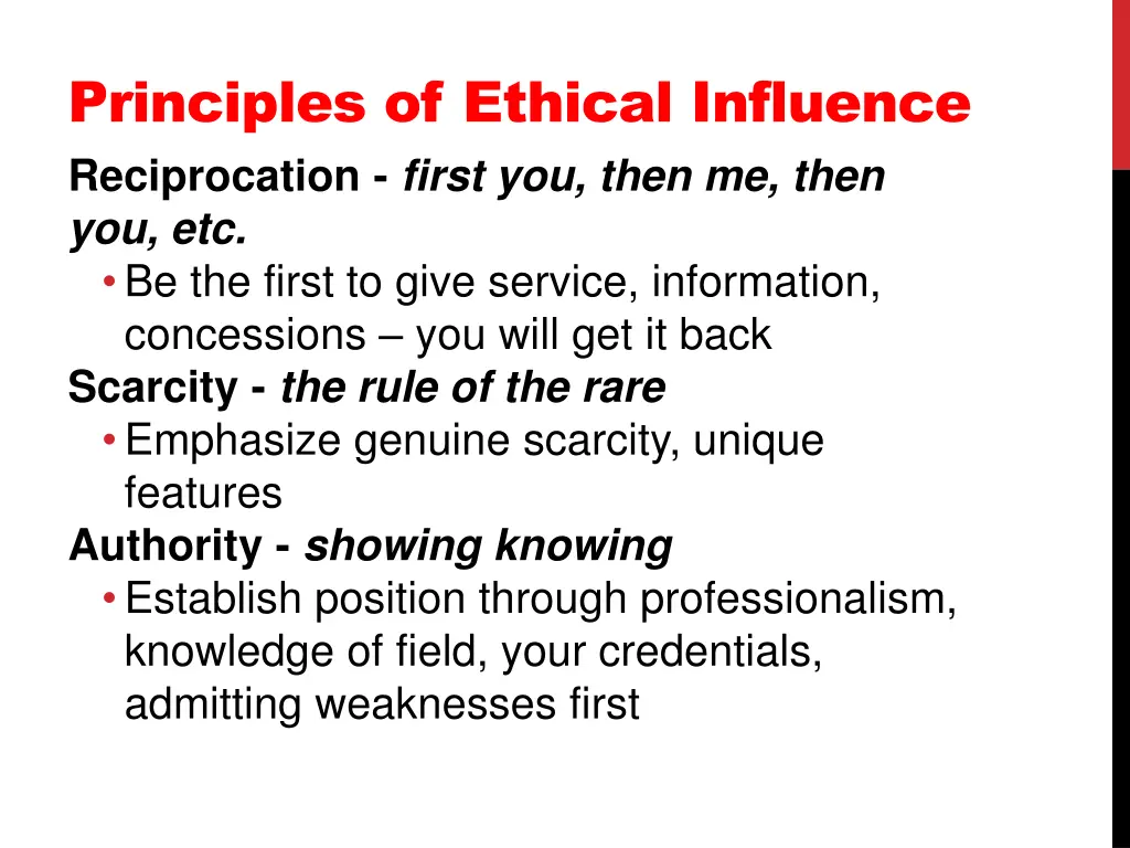 principles of ethical influence reciprocation