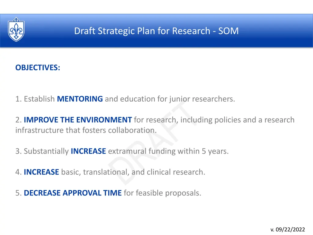 draft strategic plan for research som
