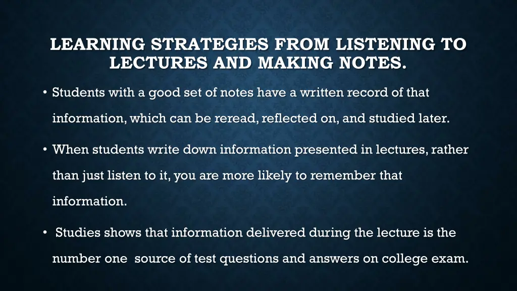 learning strategies from listening to lectures
