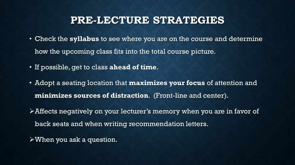 pre lecture strategies