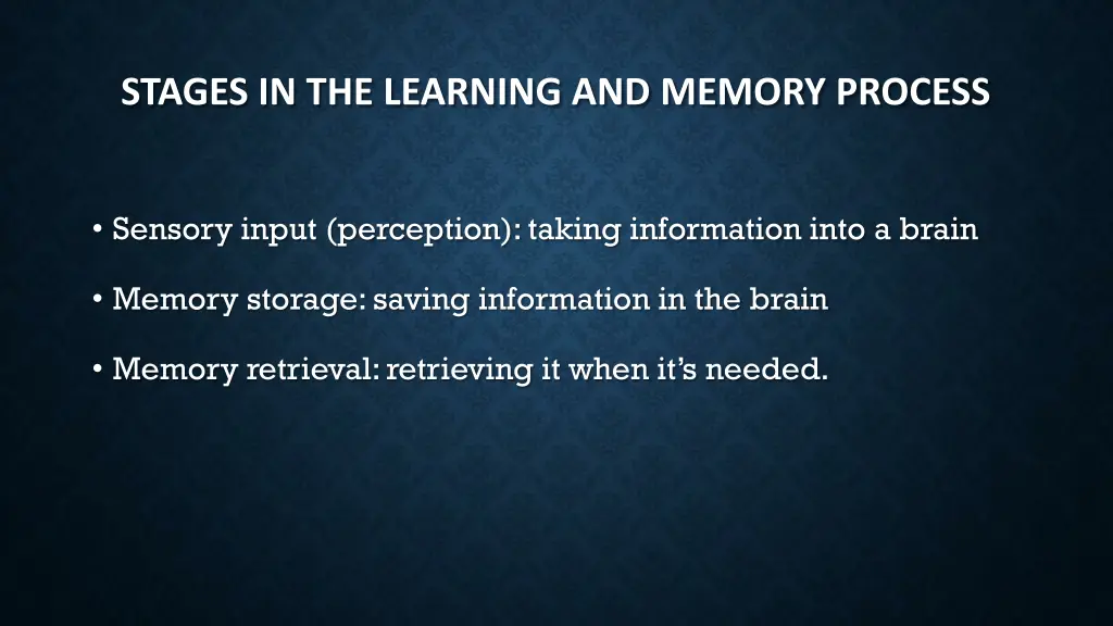 stages in the learning and memory process