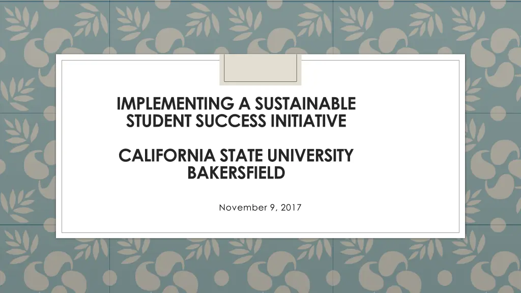 implementing a sustainable student success
