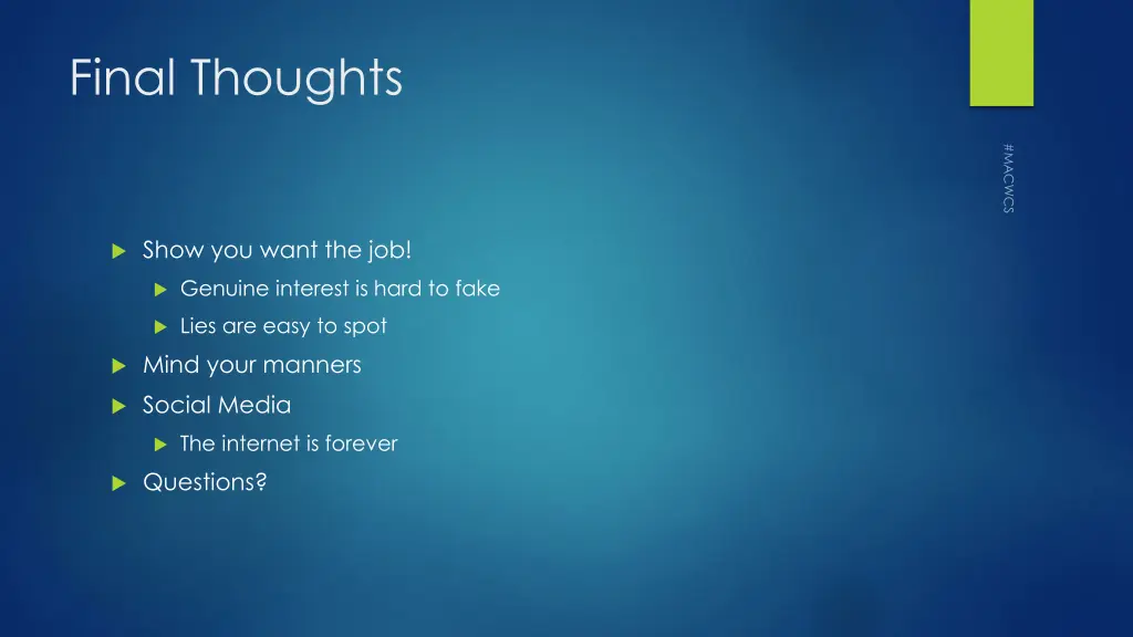 final thoughts