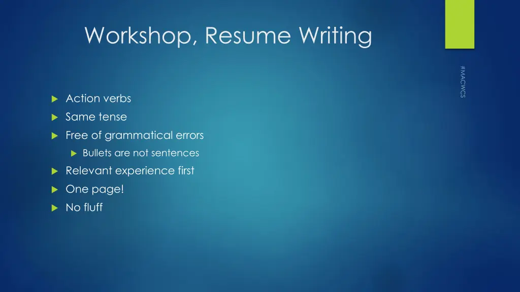 workshop resume writing
