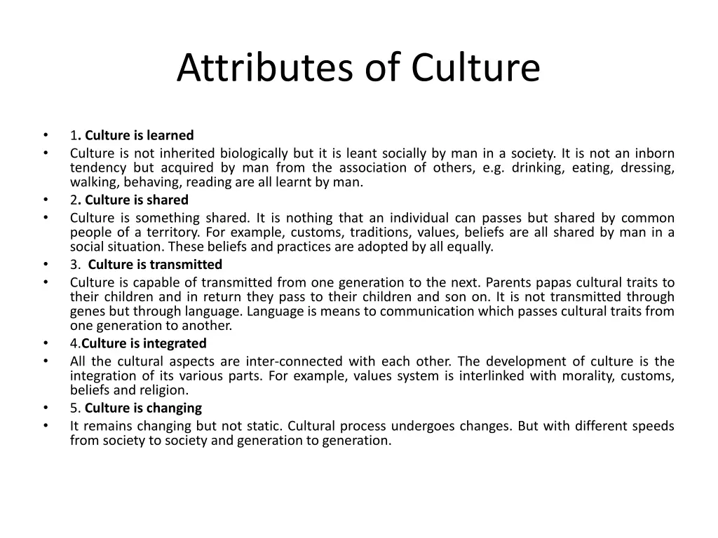 attributes of culture