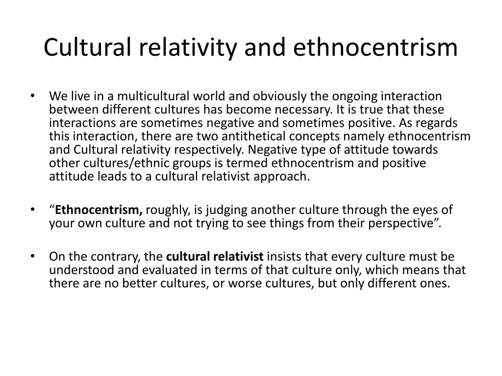 cultural relativity and ethnocentrism