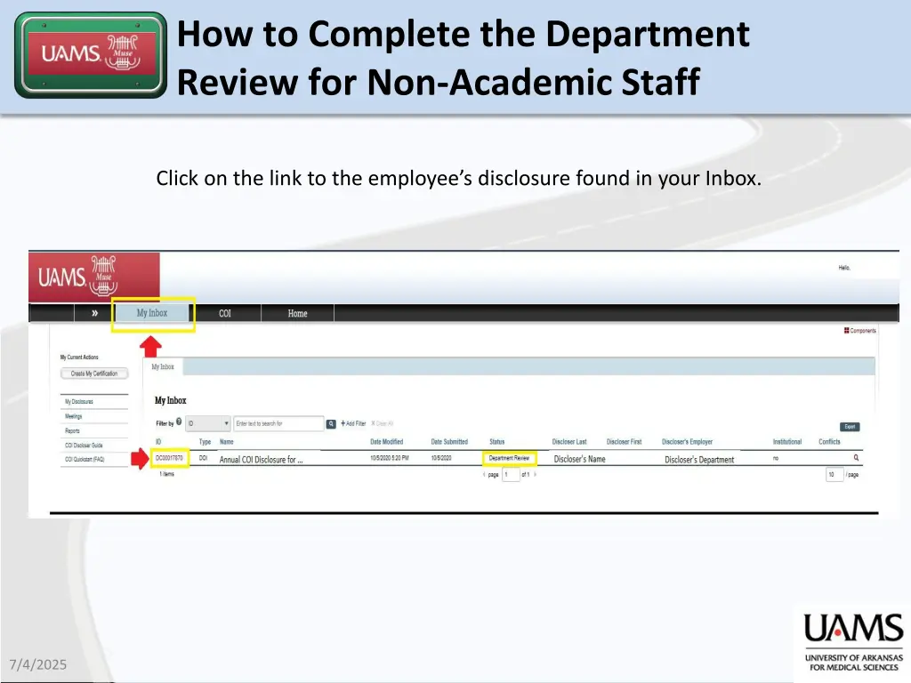 how to complete the department review 2