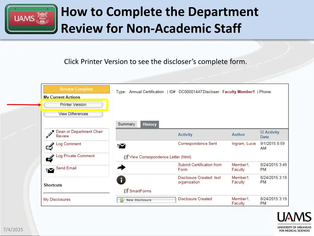 how to complete the department review 3