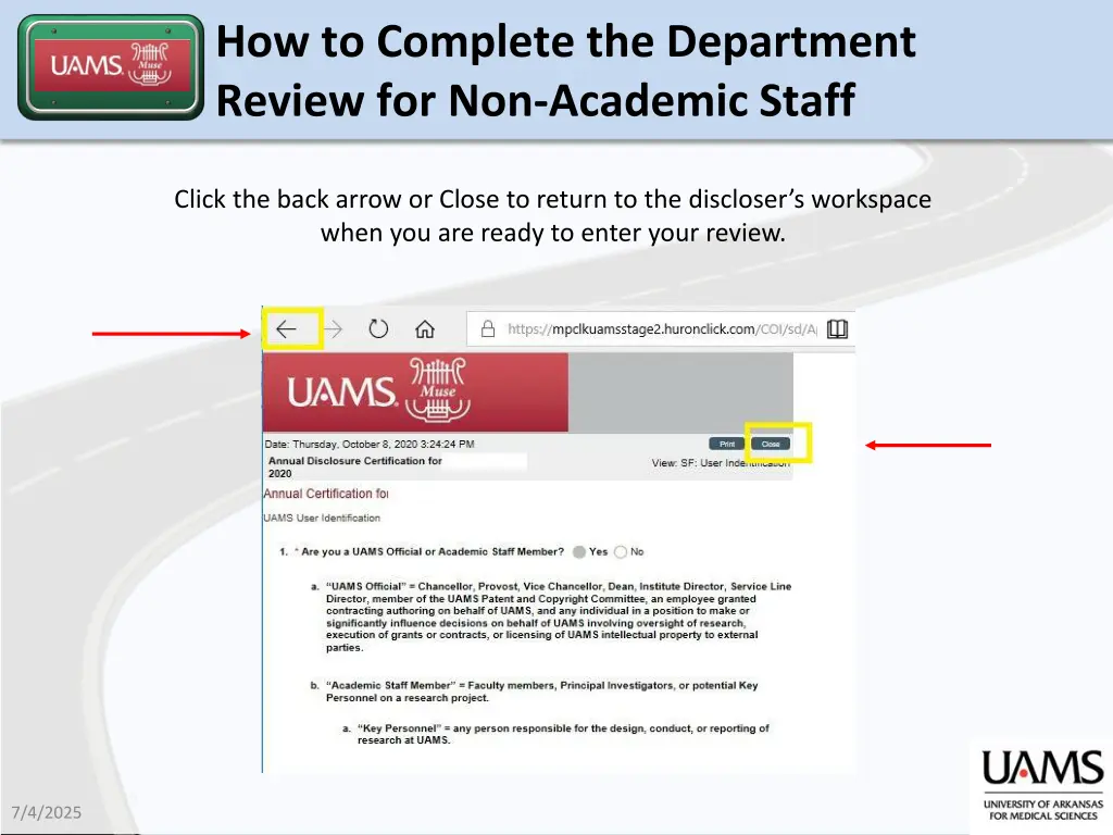how to complete the department review 5