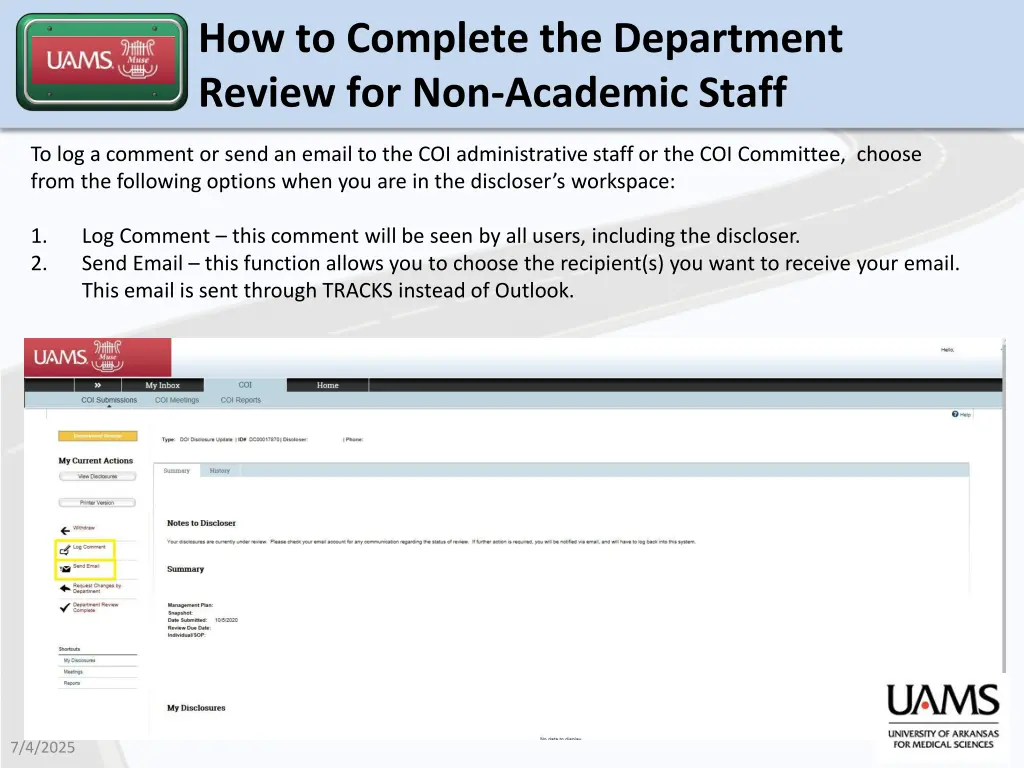 how to complete the department review 8