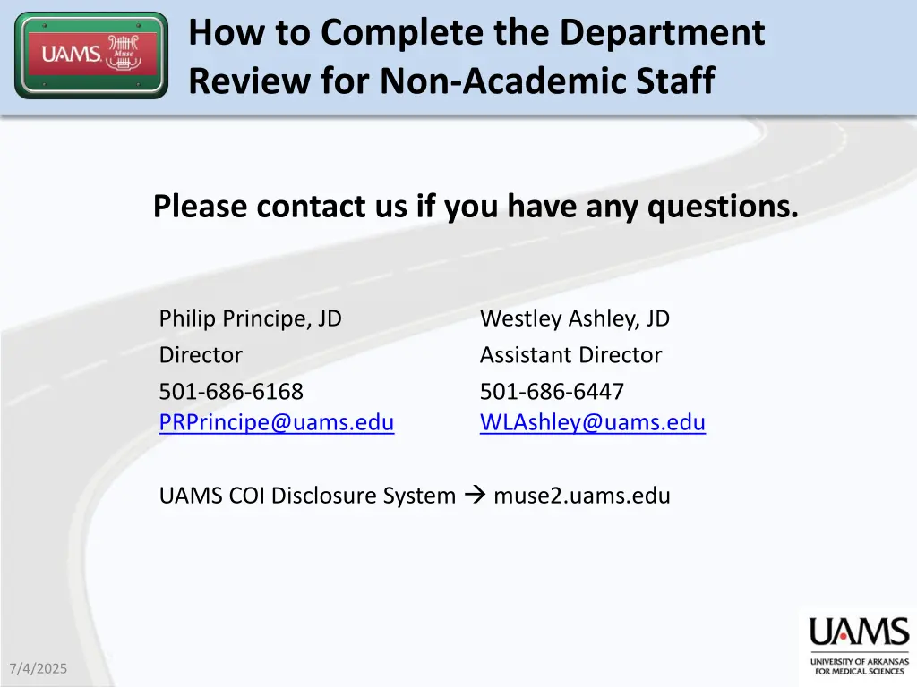 how to complete the department review 9