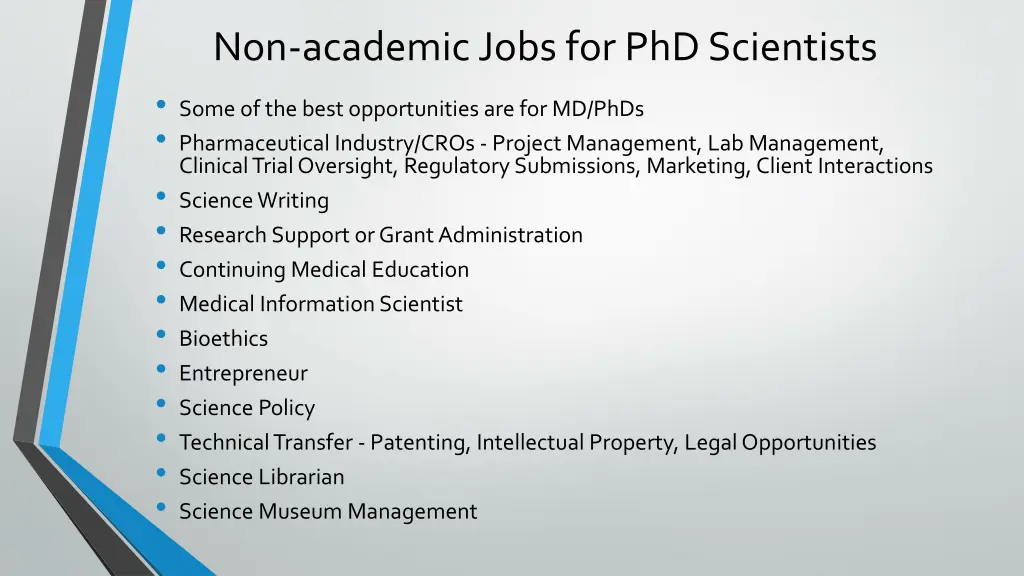 non academic jobs for phd scientists some