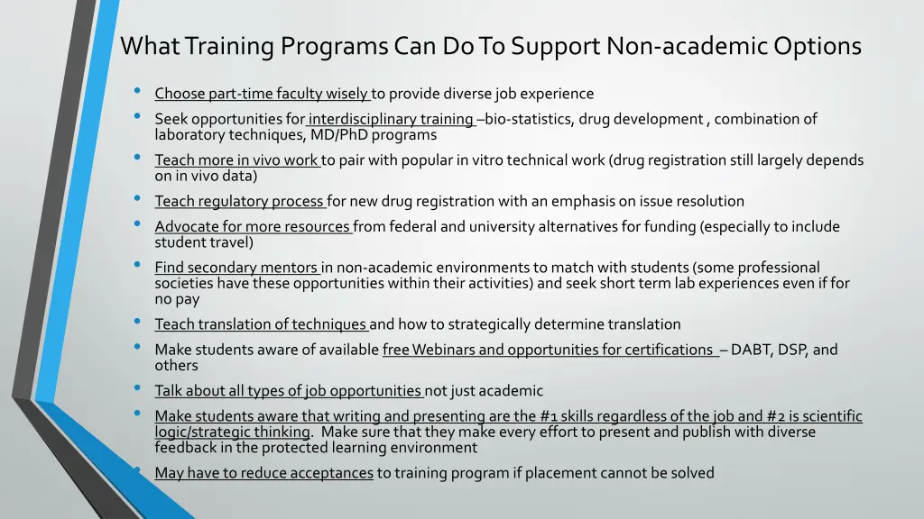 what training programs can do to support
