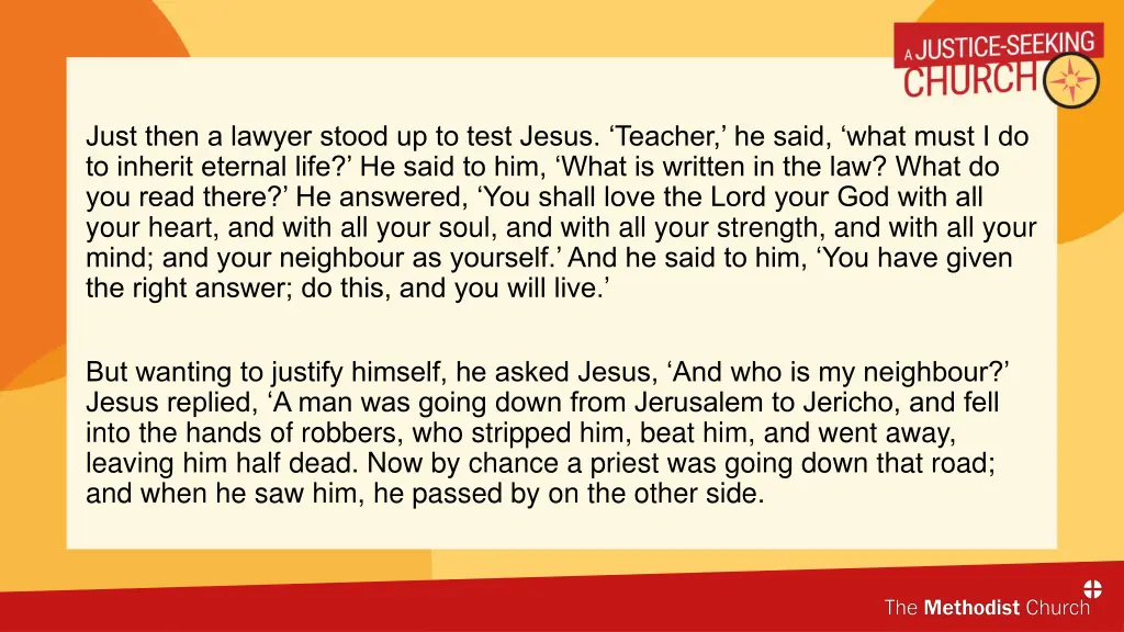 just then a lawyer stood up to test jesus teacher