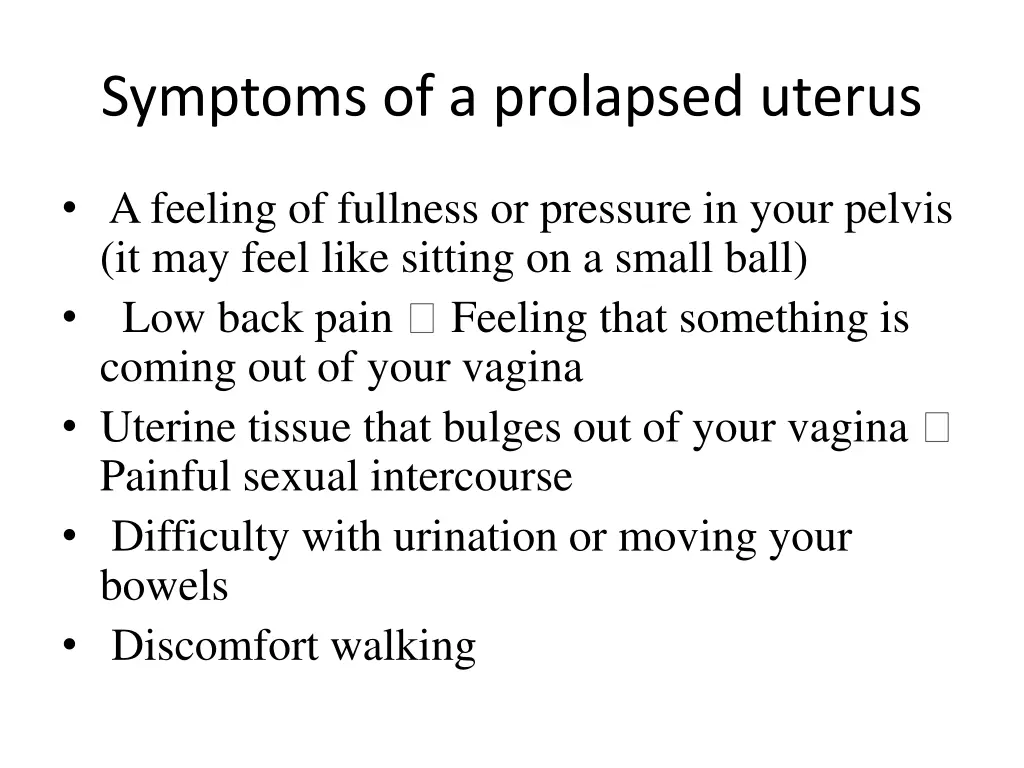 symptoms of a prolapsed uterus