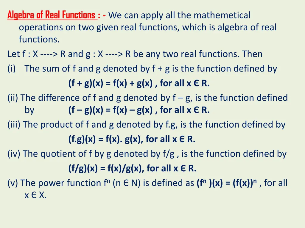 algebra of real functions we can apply