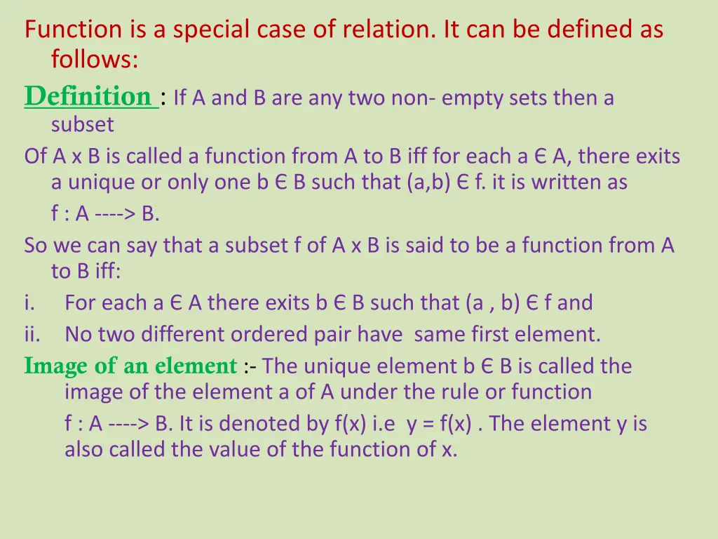 function is a special case of relation