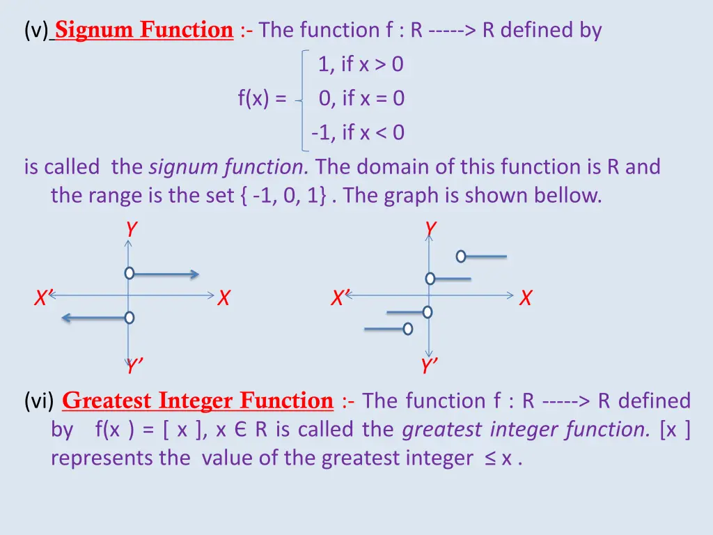v signum function the function f r r defined