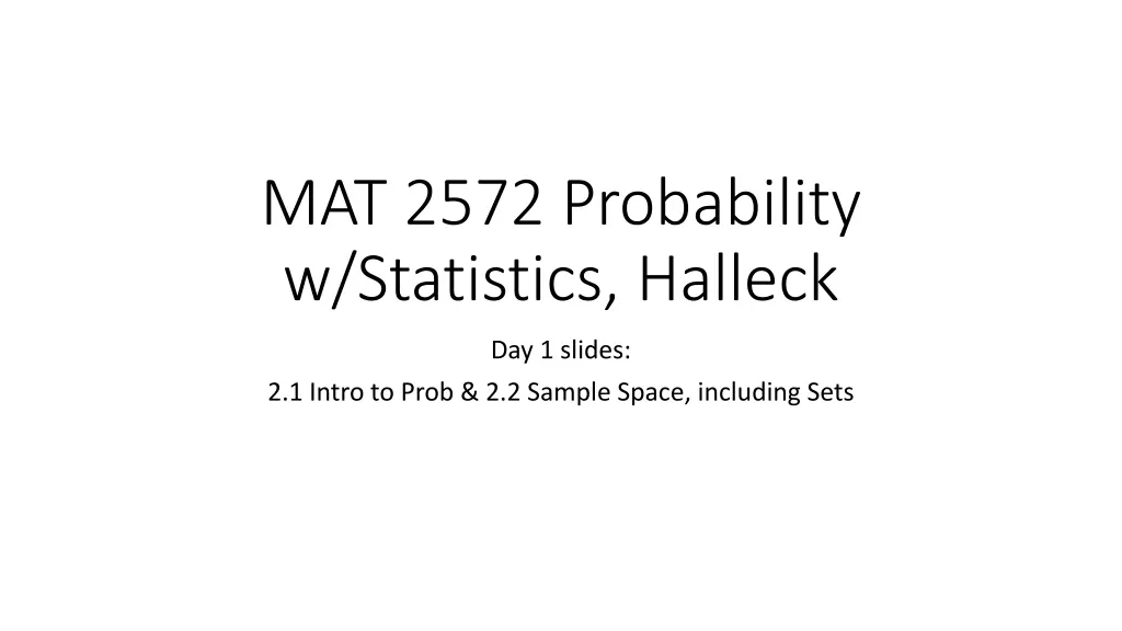 mat 2572 probability w statistics halleck