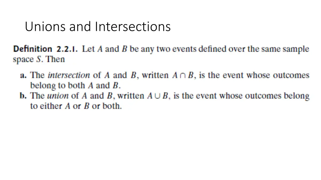 unions and intersections