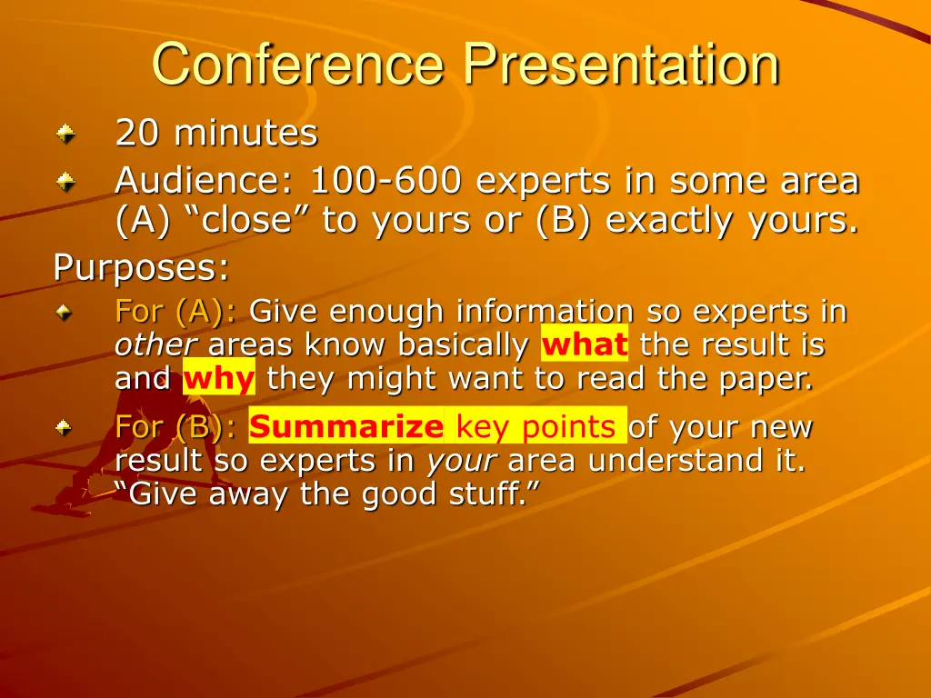conference presentation 20 minutes audience