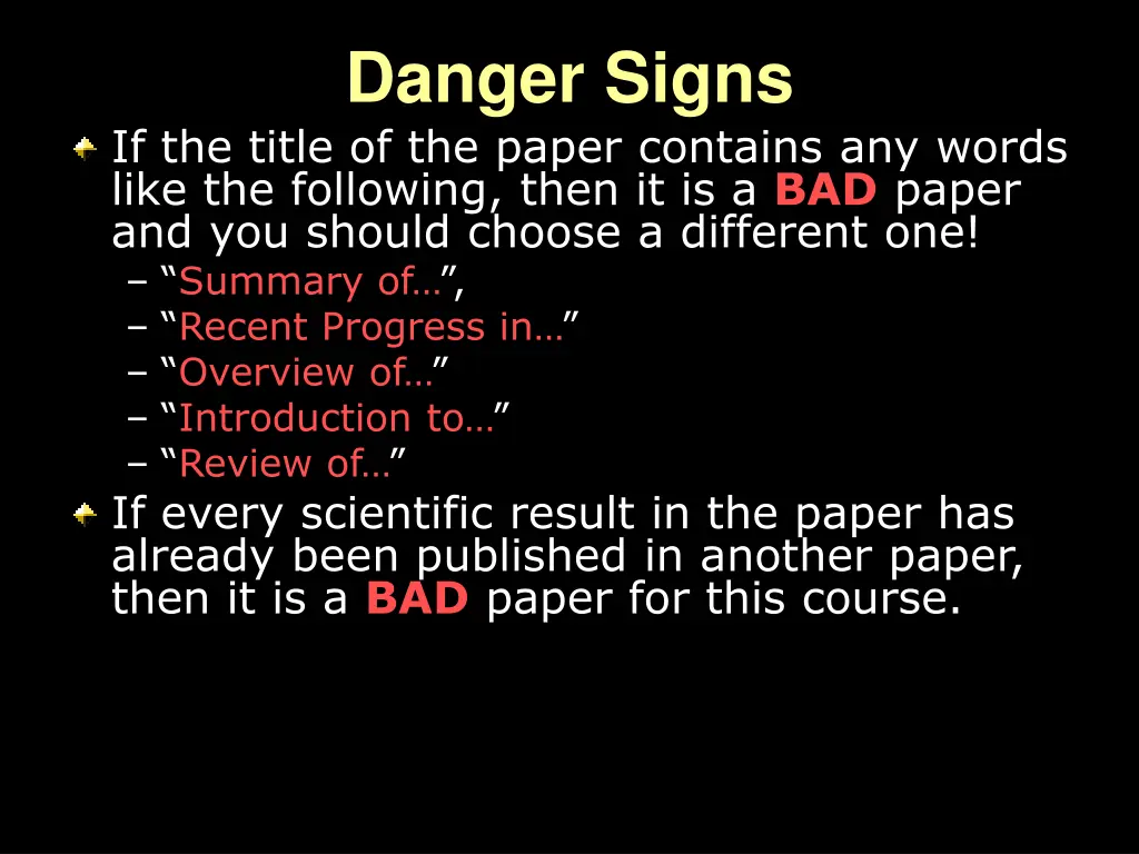 danger signs