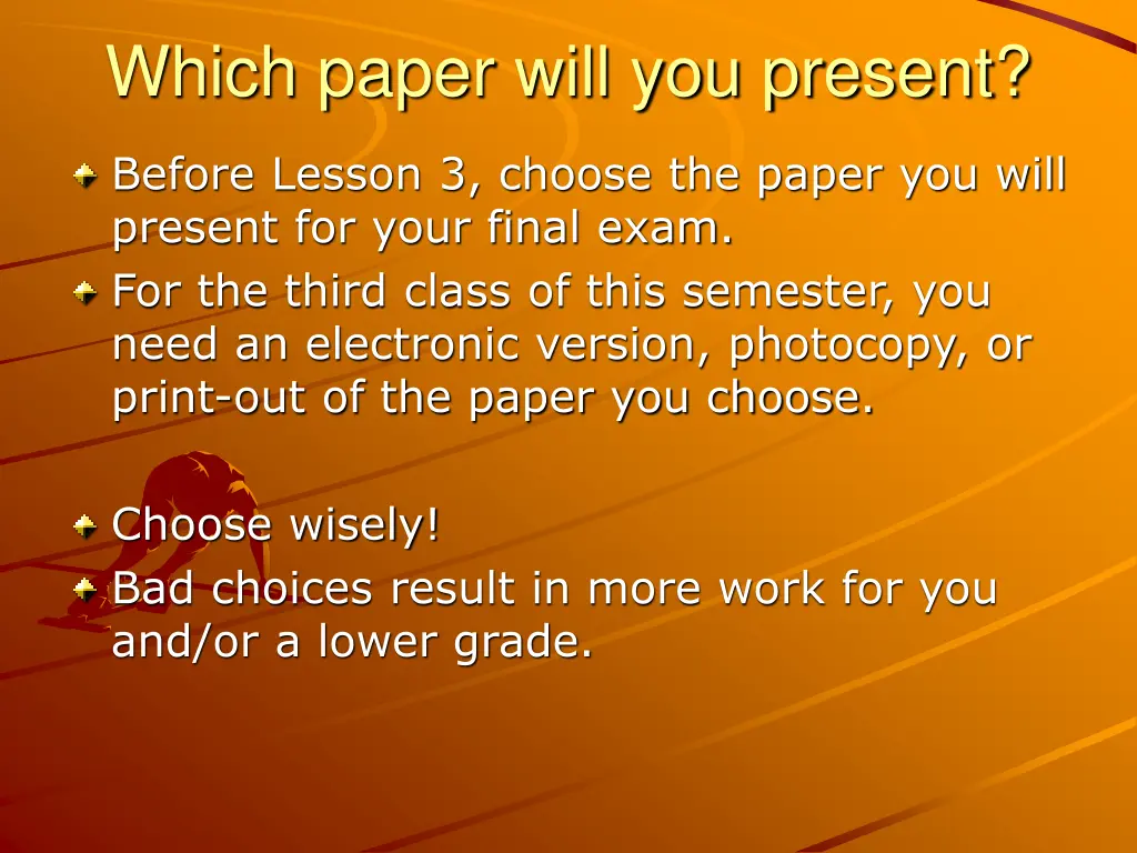 which paper will you present