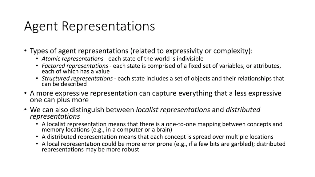 agent representations