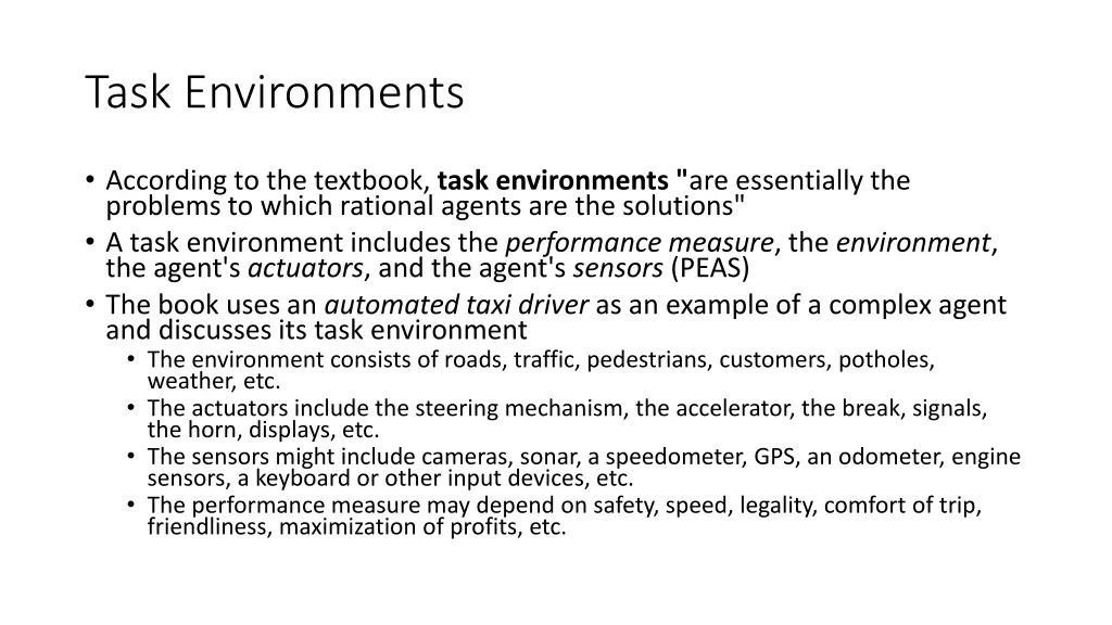 task environments