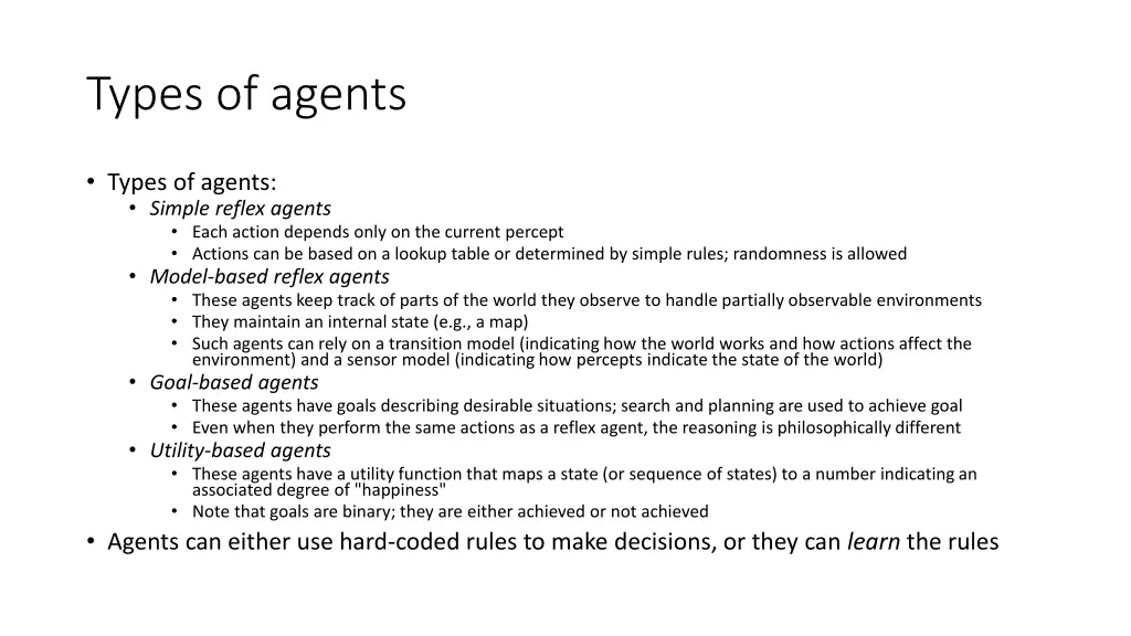 types of agents