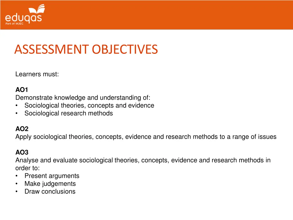 assessment objectives