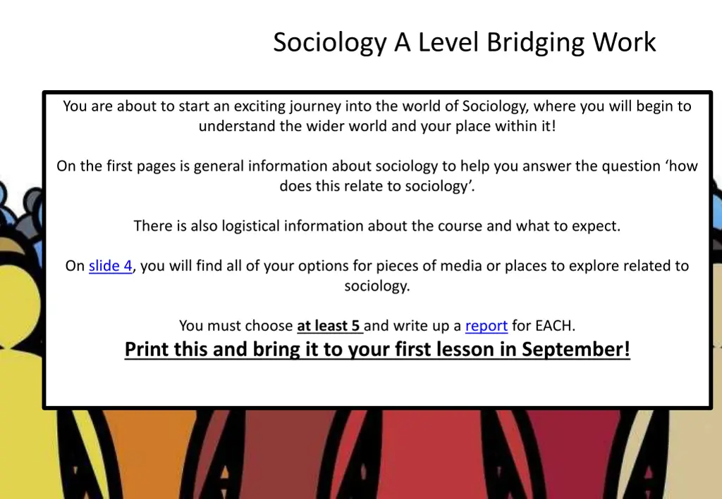 sociology a level bridging work