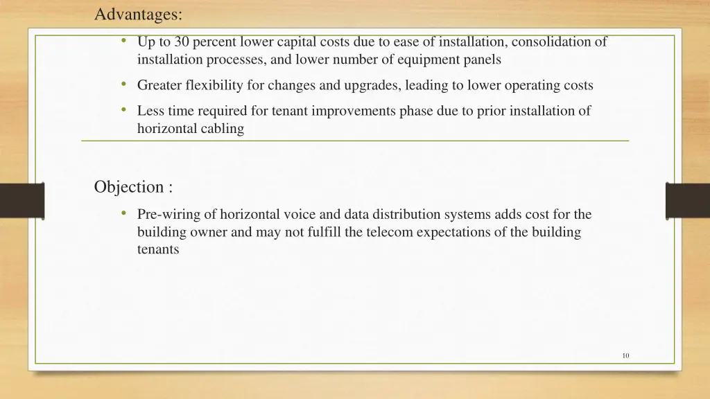 advantages up to 30 percent lower capital costs