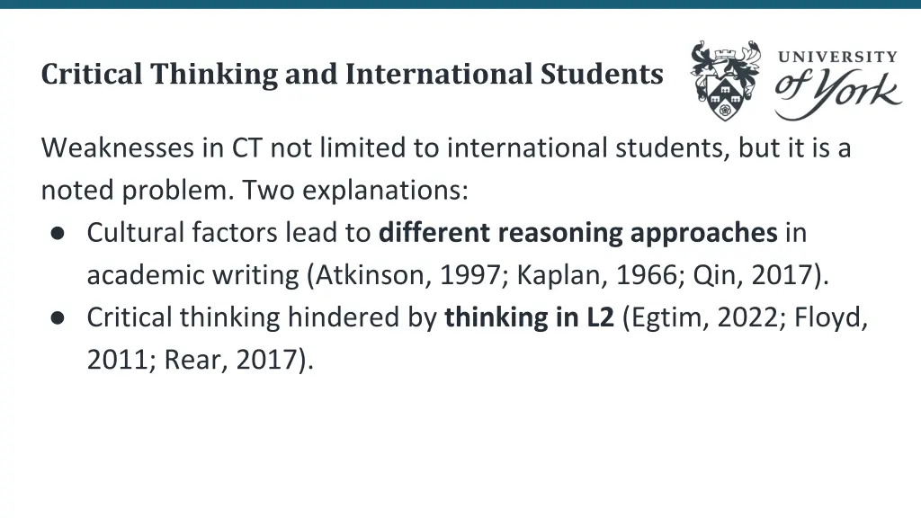critical thinking and international students 1