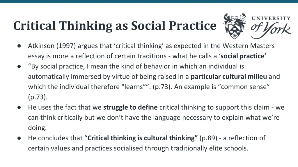critical thinking as social practice