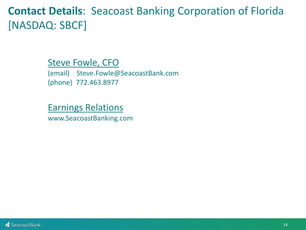 contact details seacoast banking corporation