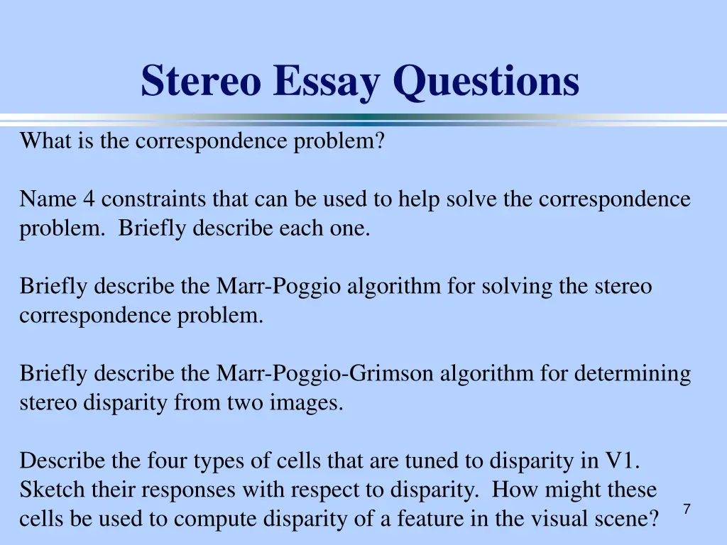 stereo essay questions