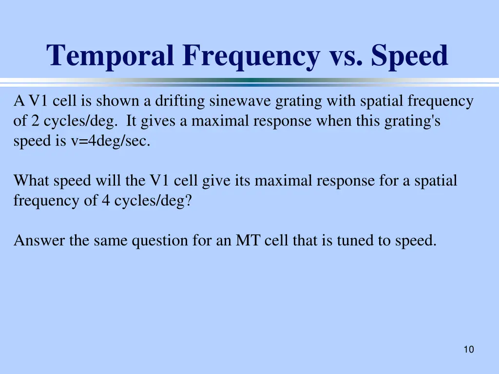 temporal frequency vs speed