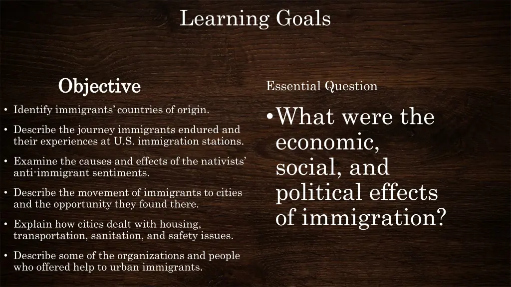 learning goals