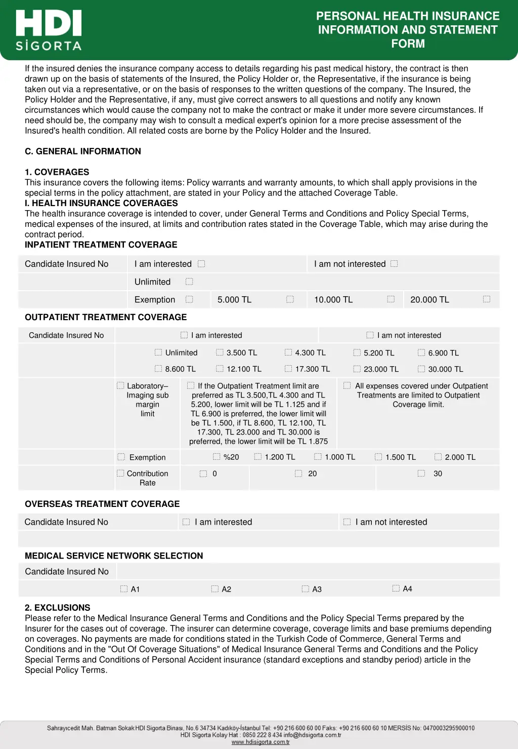 personal health insurance information 1