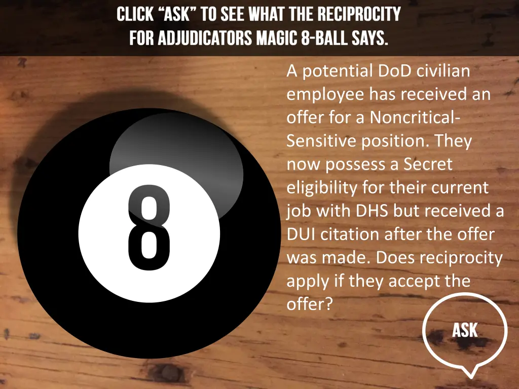 a potential dod civilian employee has received