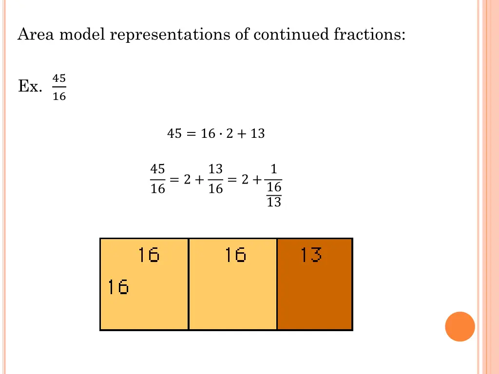 area model representations of continued fractions 1