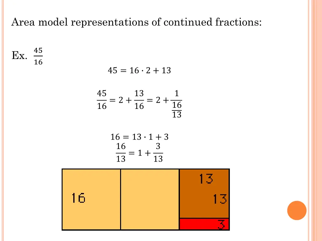 area model representations of continued fractions 2