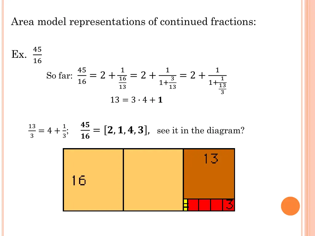 area model representations of continued fractions 3