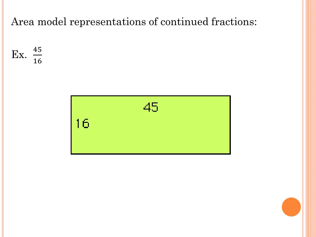 area model representations of continued fractions