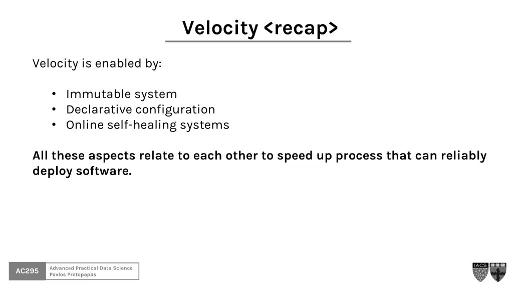 velocity recap