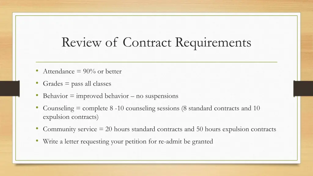 review of contract requirements