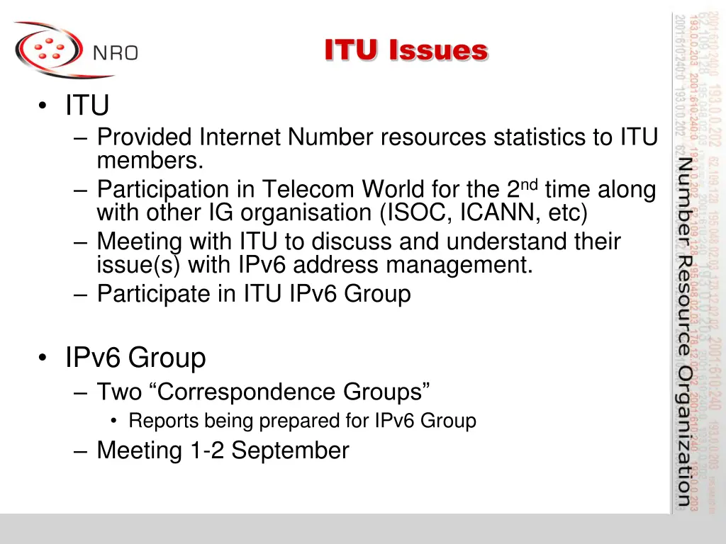 itu issues