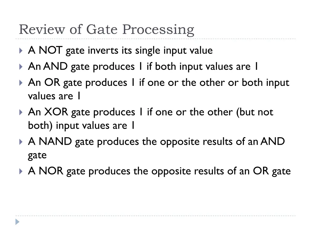 review of gate processing